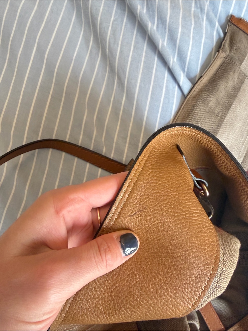 Burberry Leather & Canvas Ashby Tassel Bucket Bag - Picture 9 of 10